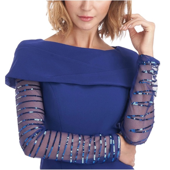 JS Collections Sequined Pintuck Jumpsuit in Blue, Size 4 New w/Tag, Retail $298 - Picture 7 of 14